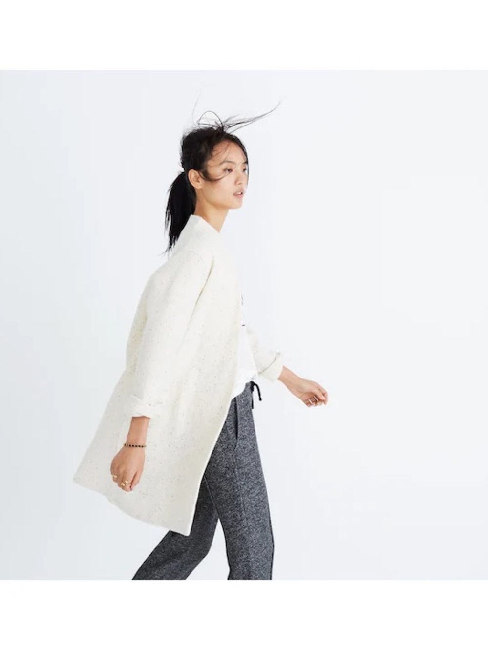 Madewell Ivory Open-Front Women's Swing Coat